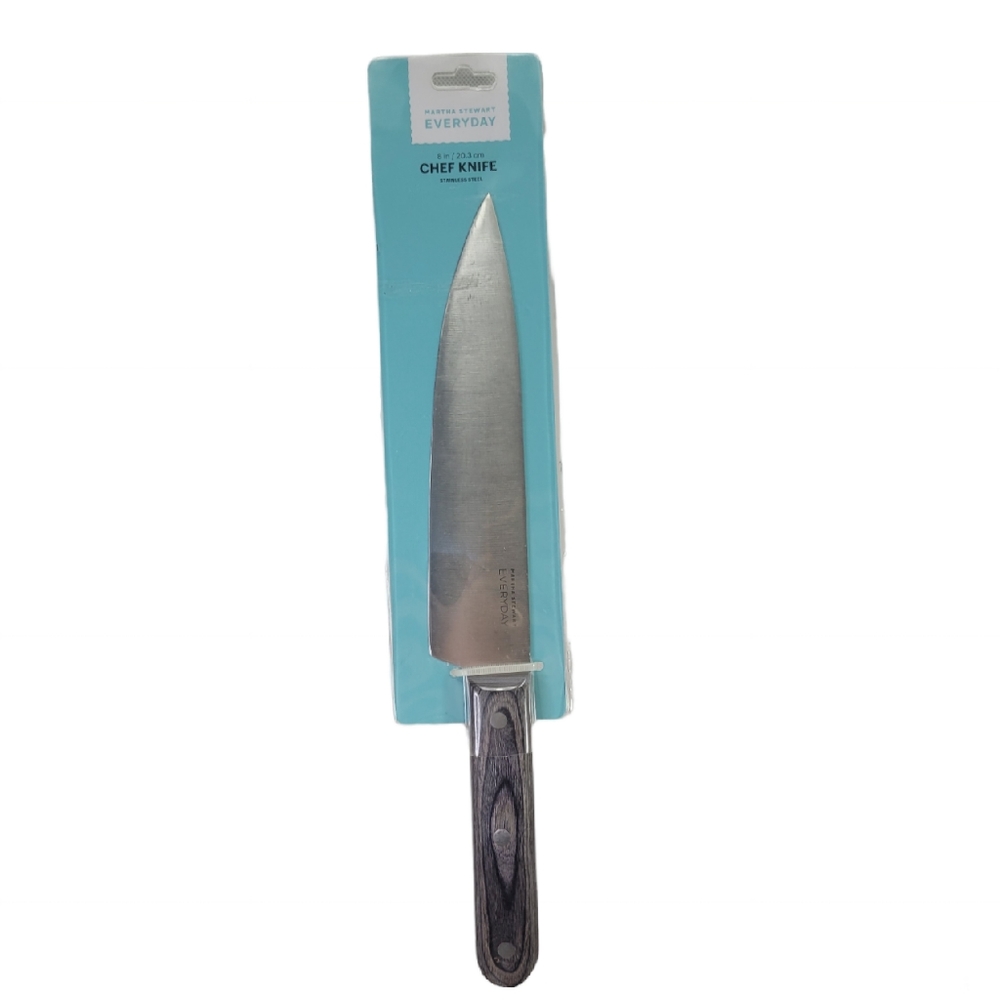 Martha Stewart Everyday Chef Knife 8" High Carbon Stainless Steel Pakka Wood New